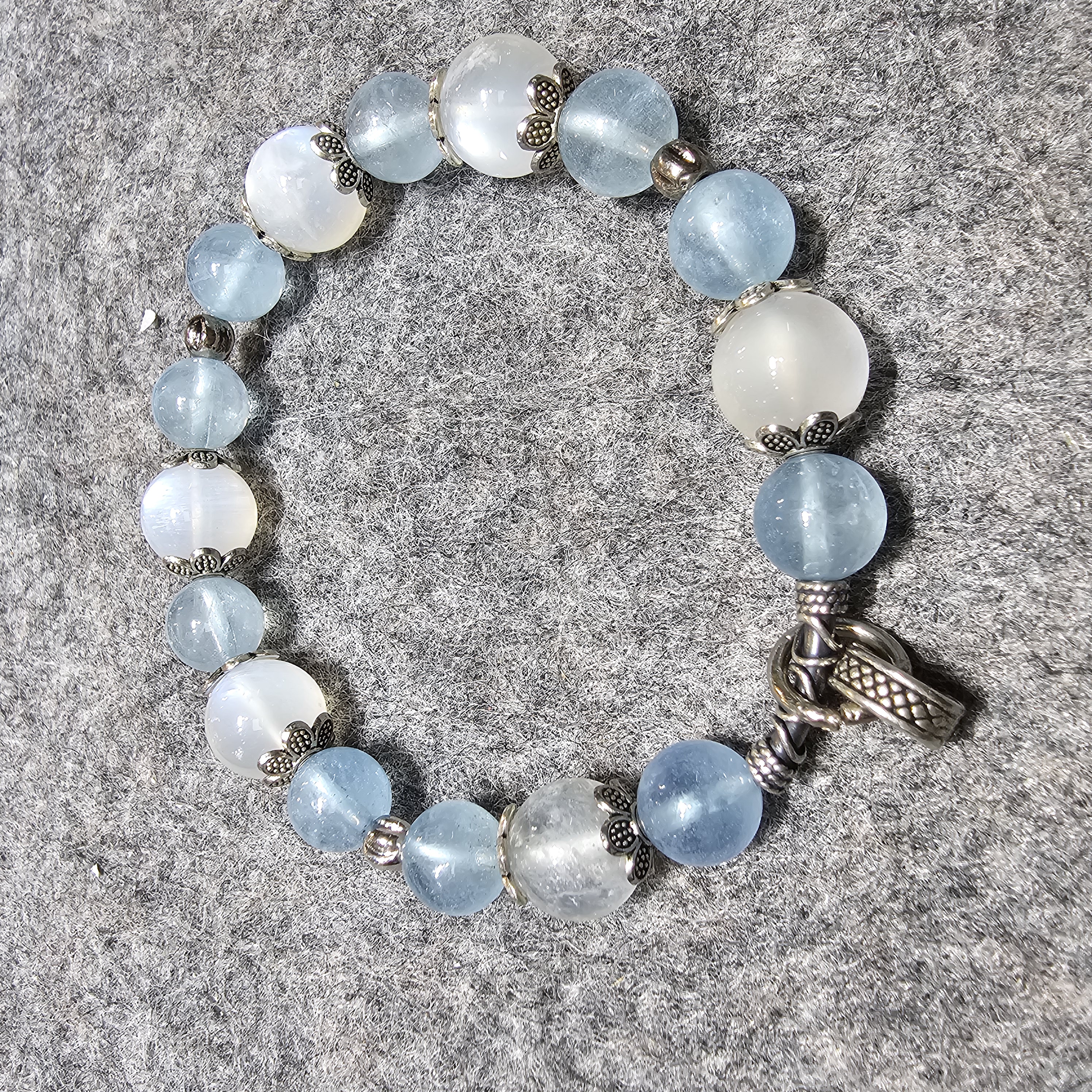 海藍寶月亮石藏銀手鏈