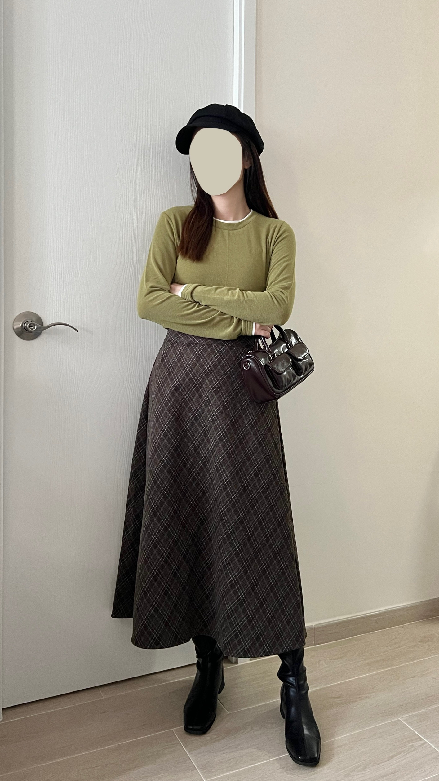 高質秋冬菱形格紋長裙 現貨