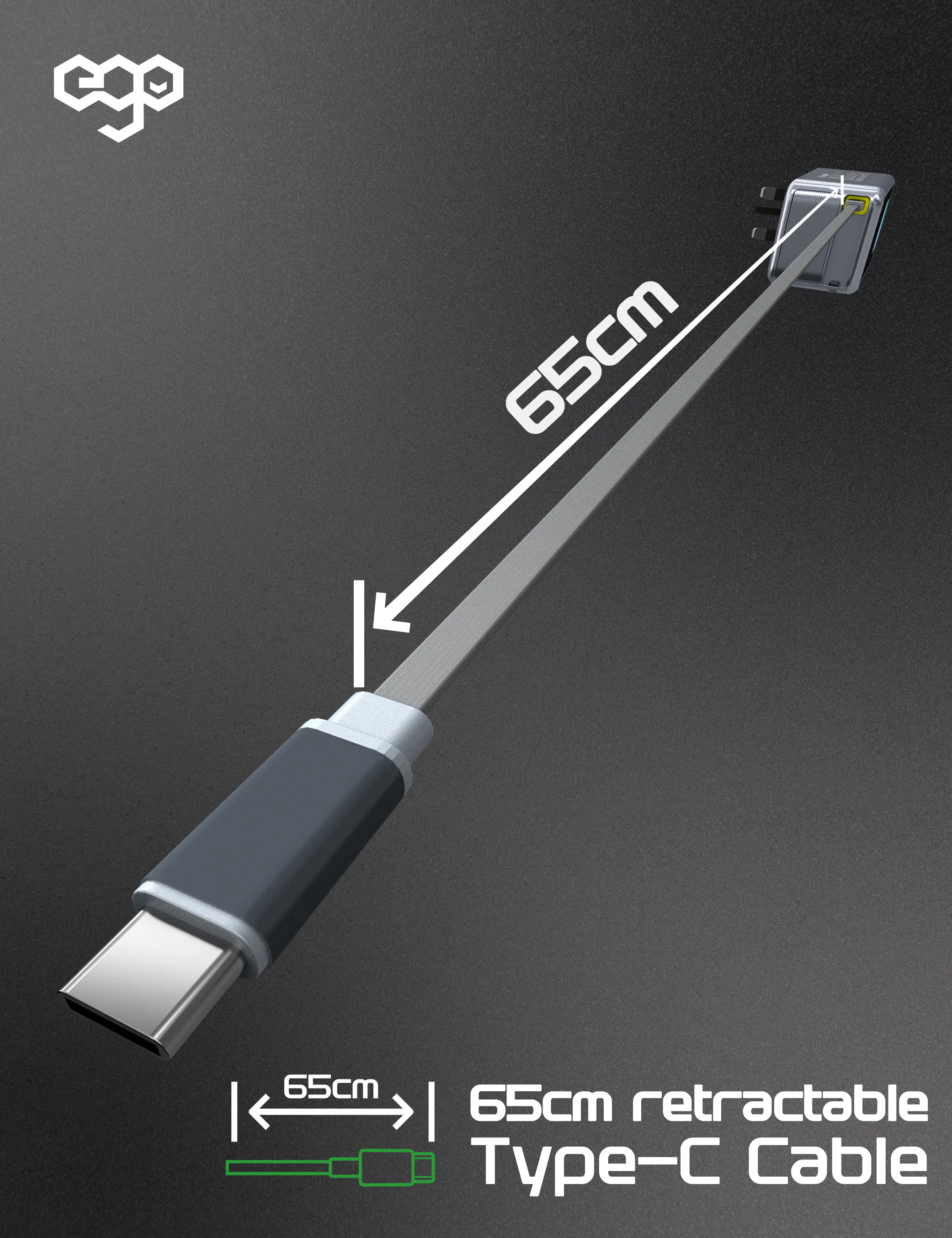 香港行貨 一年保養 ego - E-Fusion 4 15000mAh 外置充電火牛 | 旅行充電器│邊充邊放、超快充、內置 Type-C線  YJ-769D 