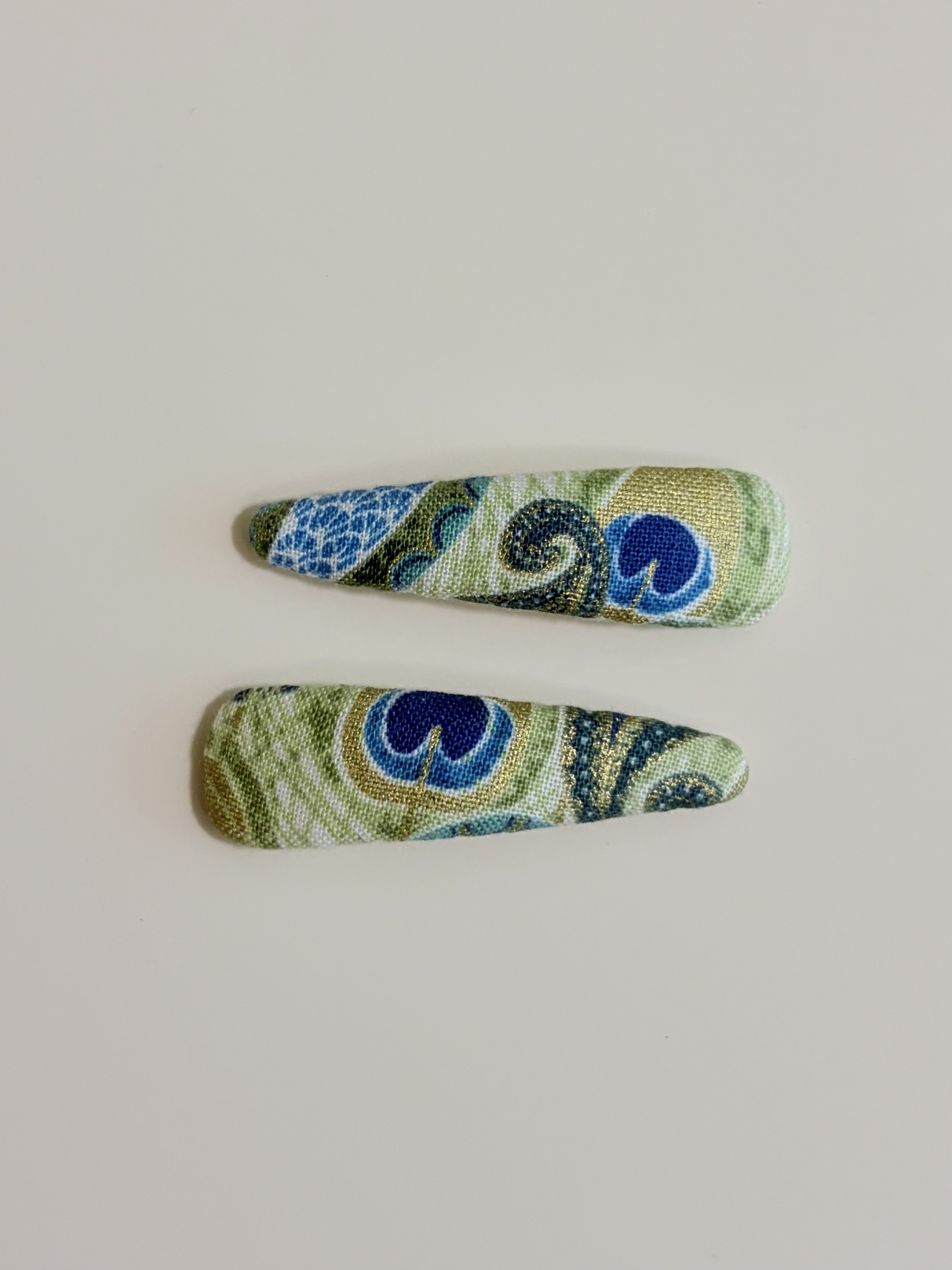 藍綠金紋水滴夾（5cm）