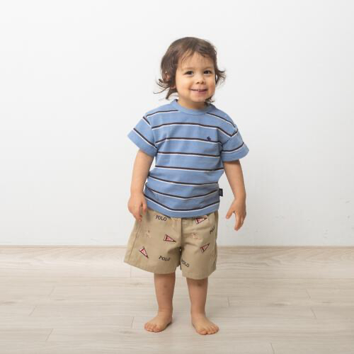 🇯🇵預訂 日本直送🇯🇵Polo Baby標誌刺繡條紋淺藍色短袖T恤