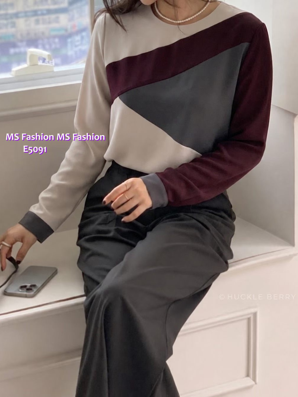 E5091 靚料靚拼色top