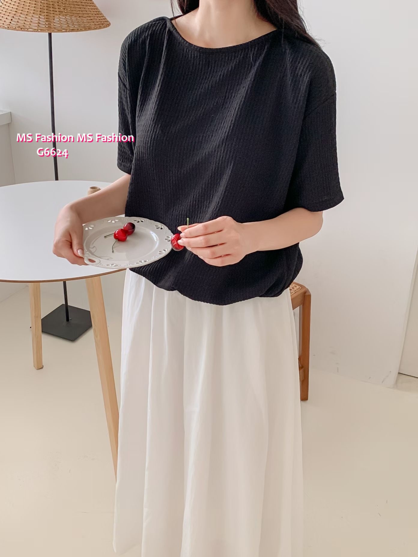 G6624 淨色暗紋top