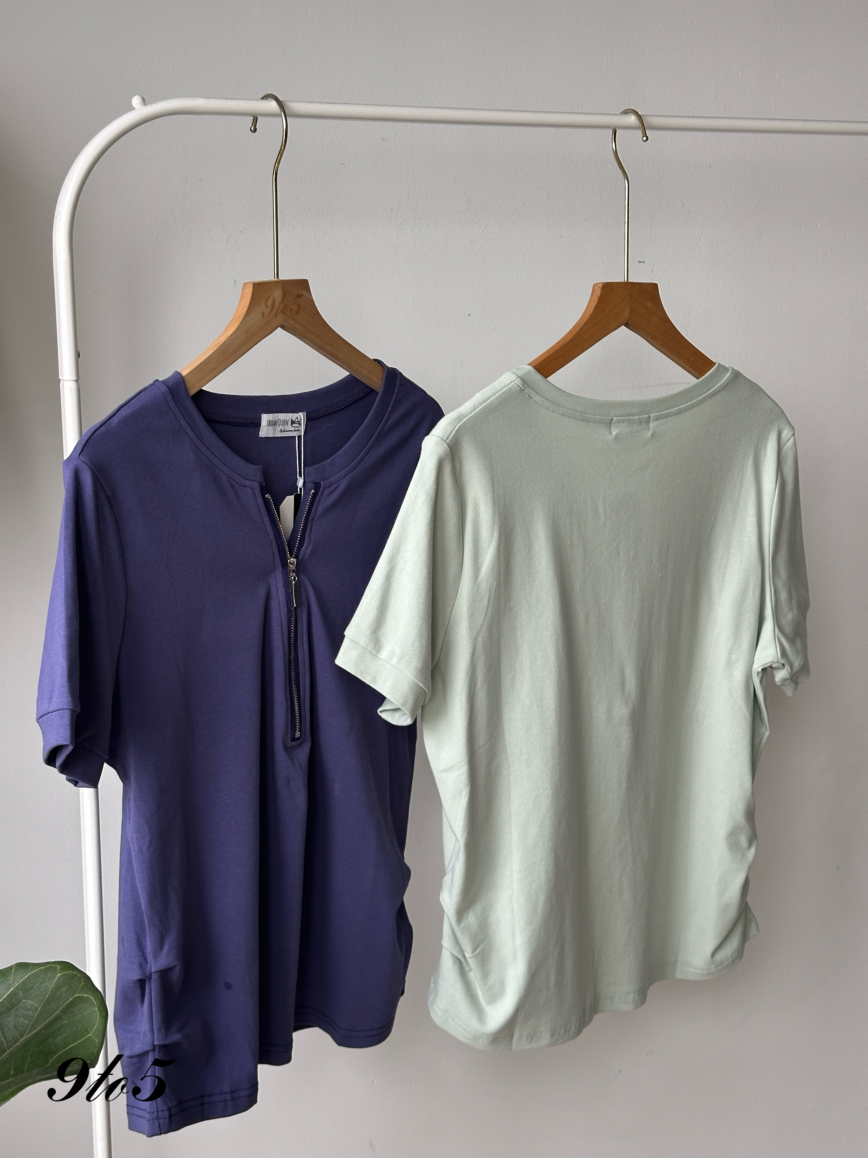 T4063 Fake Two-Piece Zip Top - 5 Colors 