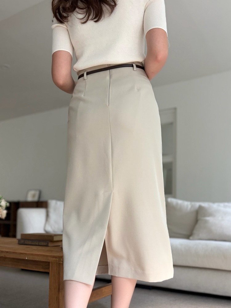 The Classy Belted Skirt (Beige)