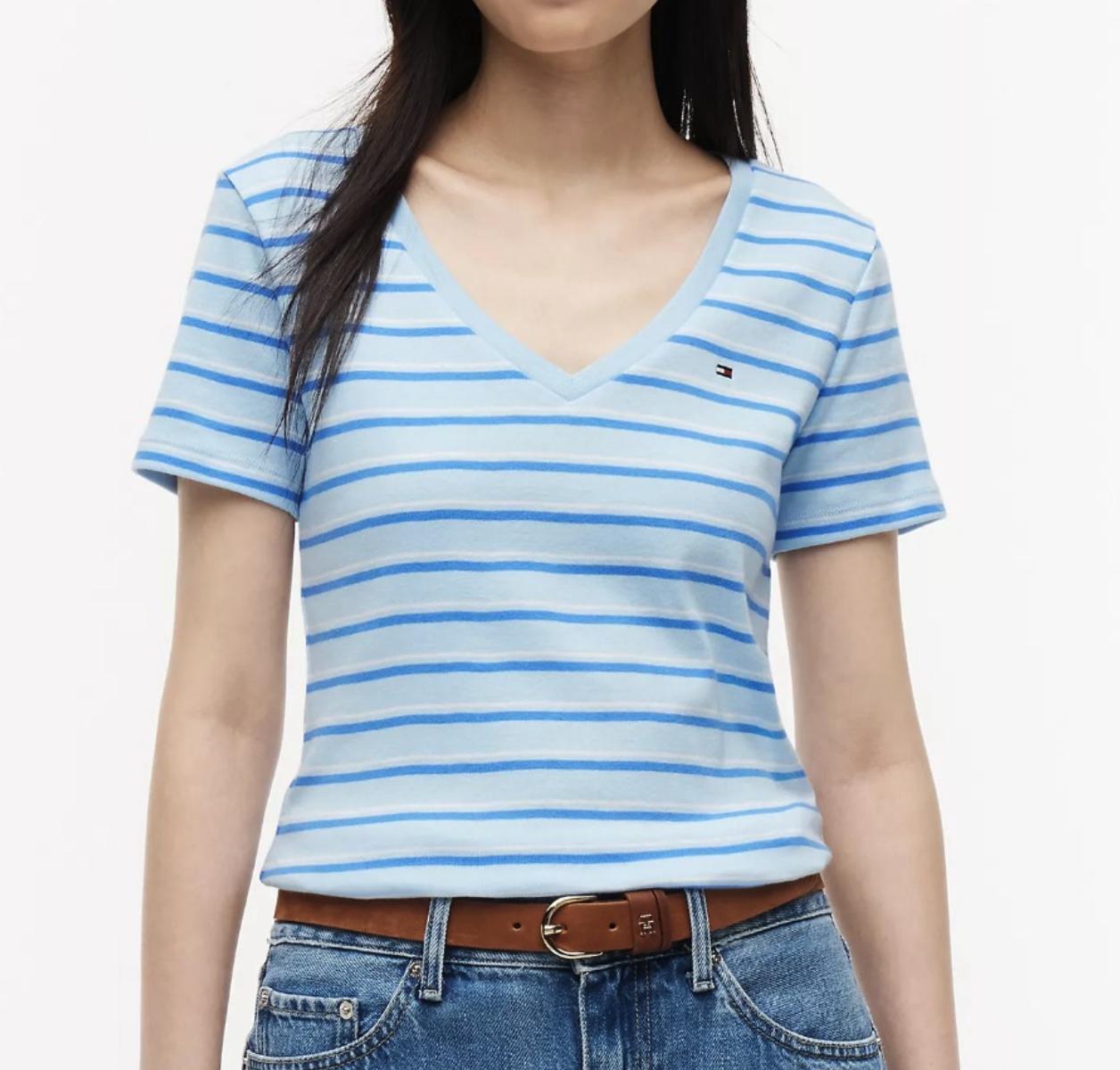 Tommy Hilfiger Stripe V-Neck Favorite T-Shirt