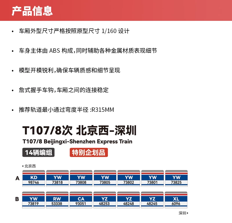 Kunter 京深25K特快列車 T107/T108次14輛編組