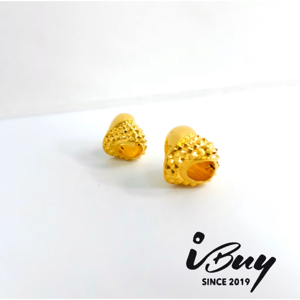 916 HARD GOLD HALF-DIAMOND HEART PATTERN CHARM BAED 916 硬金半菱纹爱心串咀