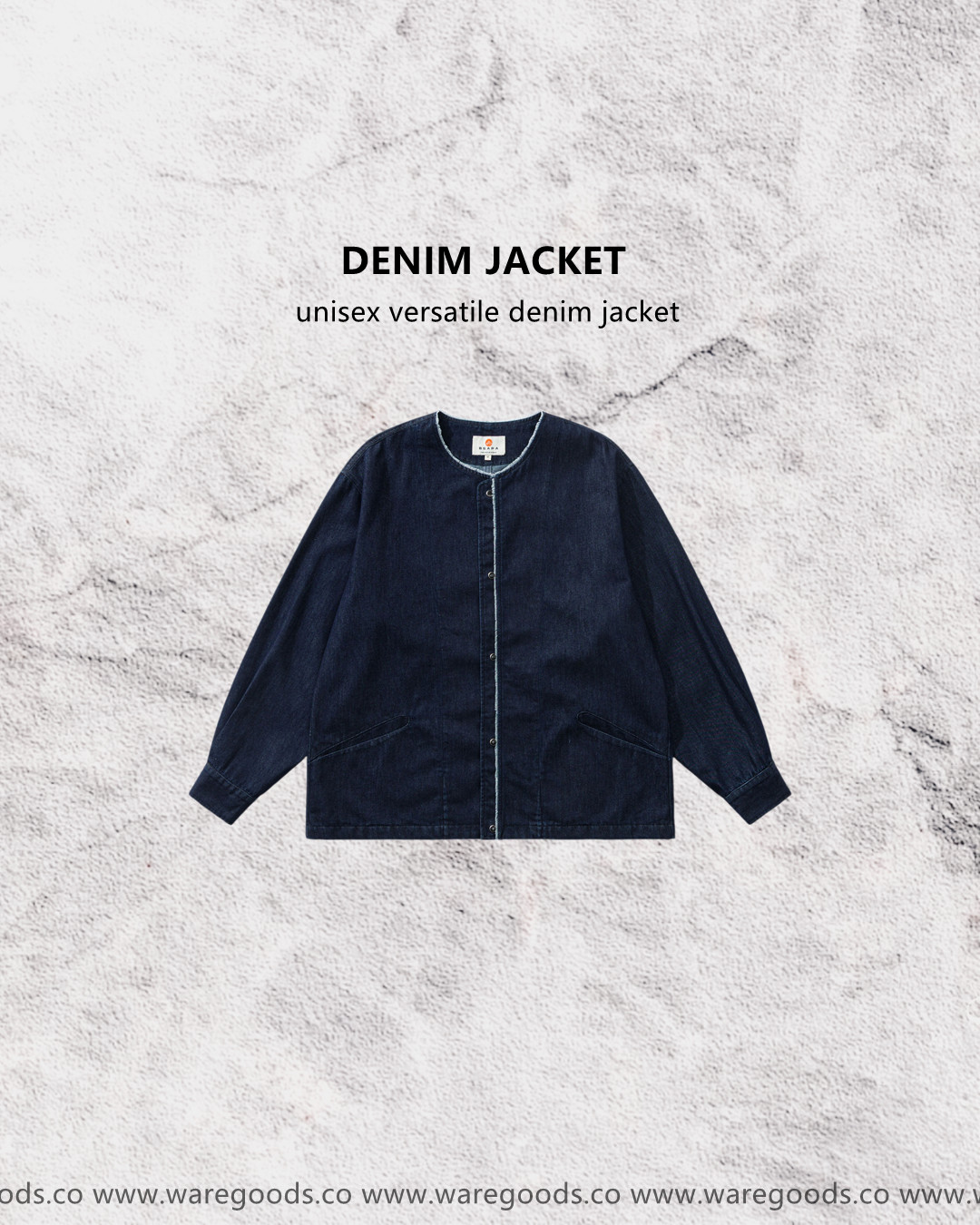 W3159水洗毛邊牛仔道袍外套