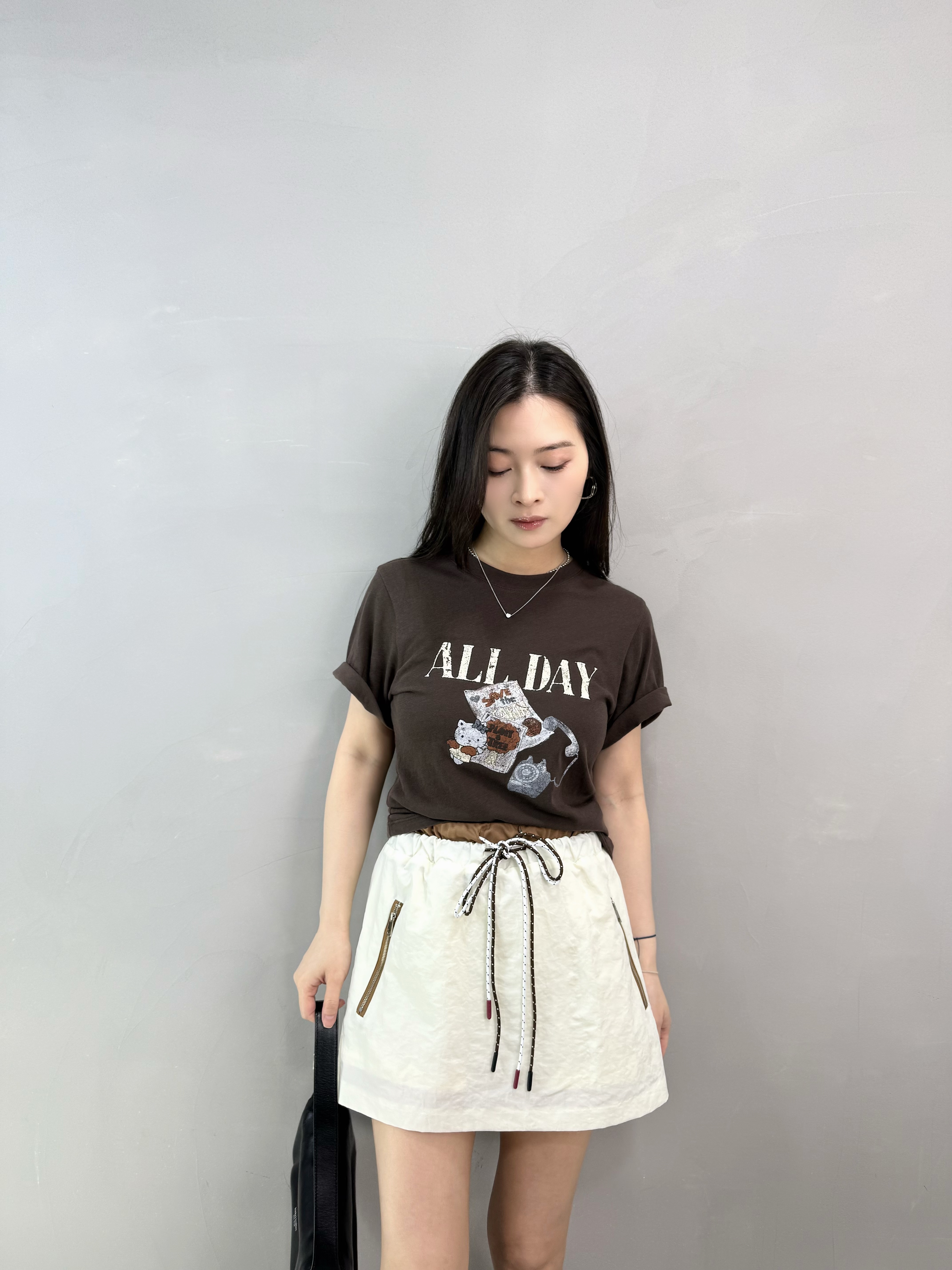 M77 洗水棉卡通貓Tee