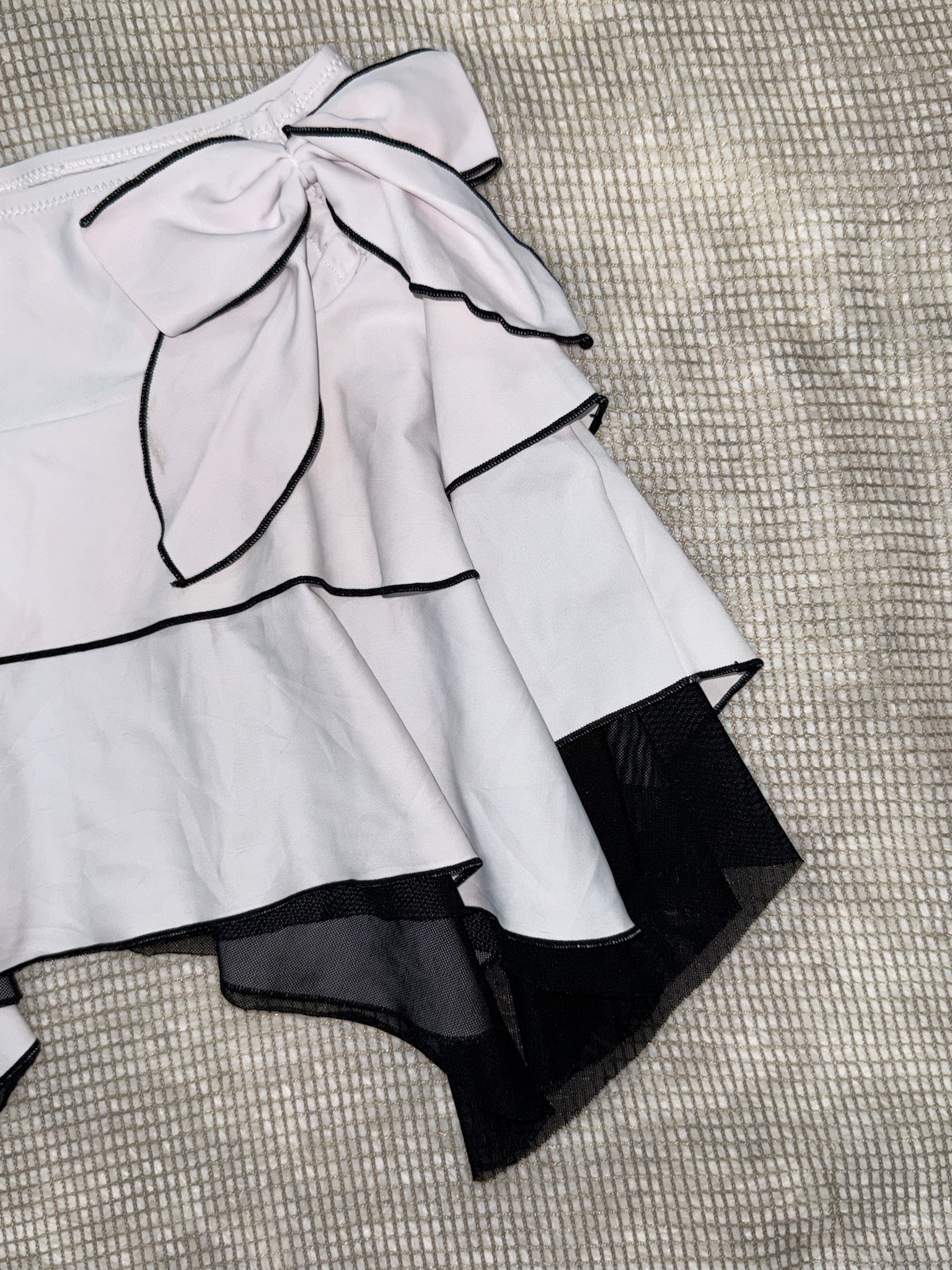 Light Pink Tiered Ruffle Mini Skirt with Bow