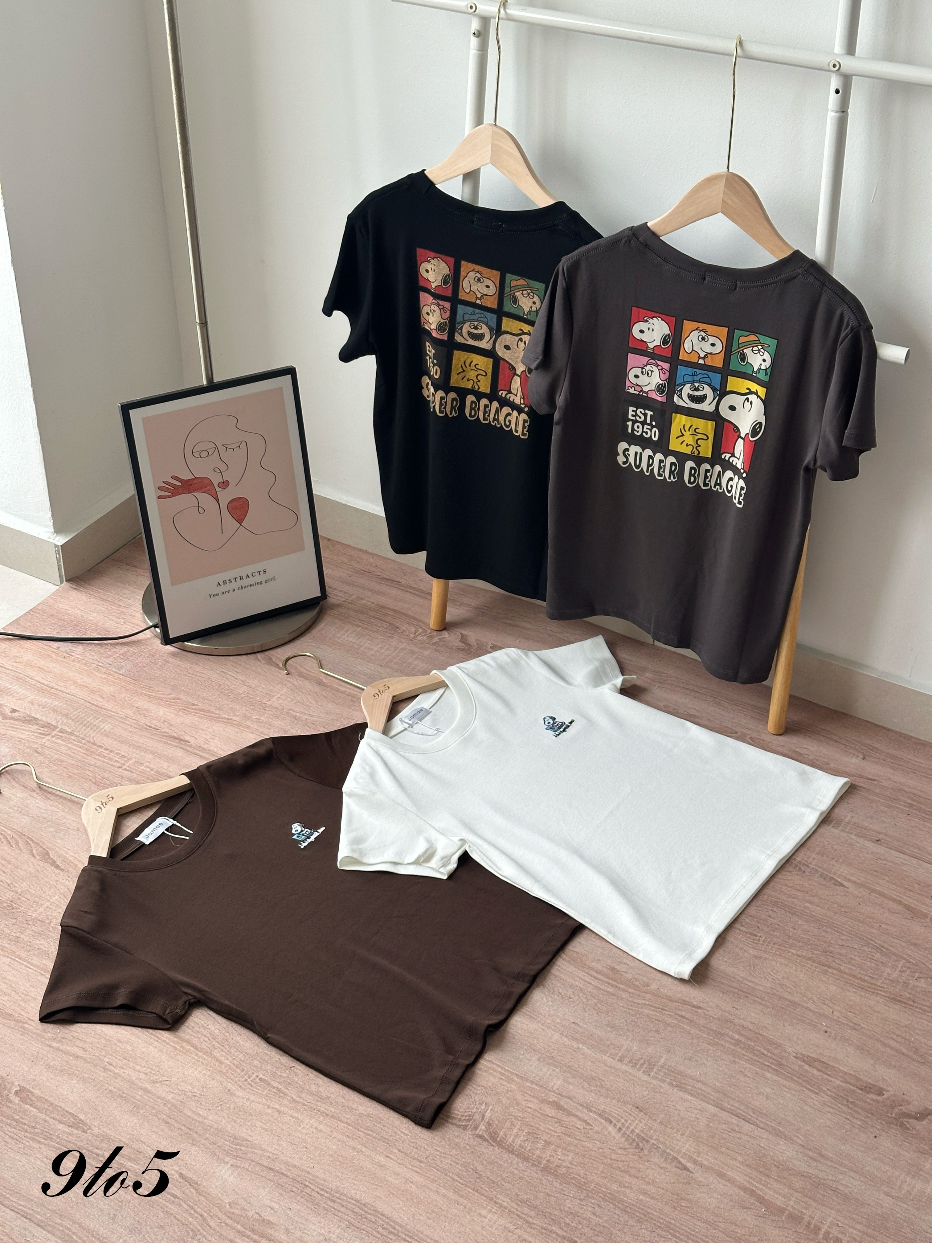T4413 Embroidery Snoopy Tee - 4 Colors 