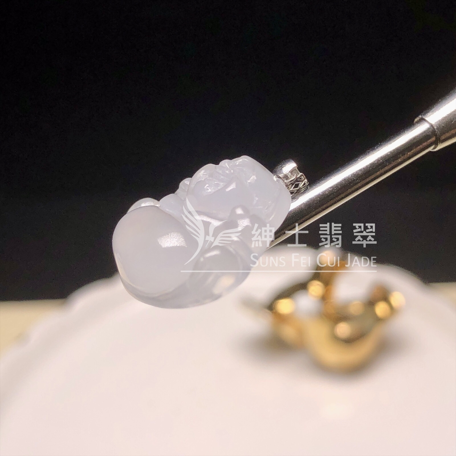 YK00063 冰種佛公連18K金扣頭
