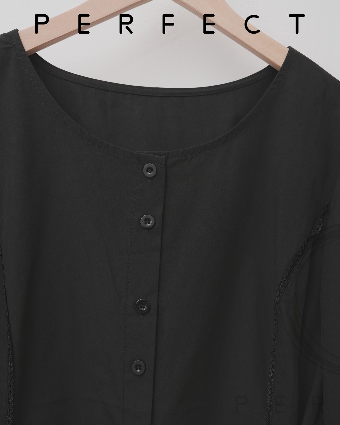 T0003_大圓領修腰蝴蝶綁帶上衣（顯瘦黑）