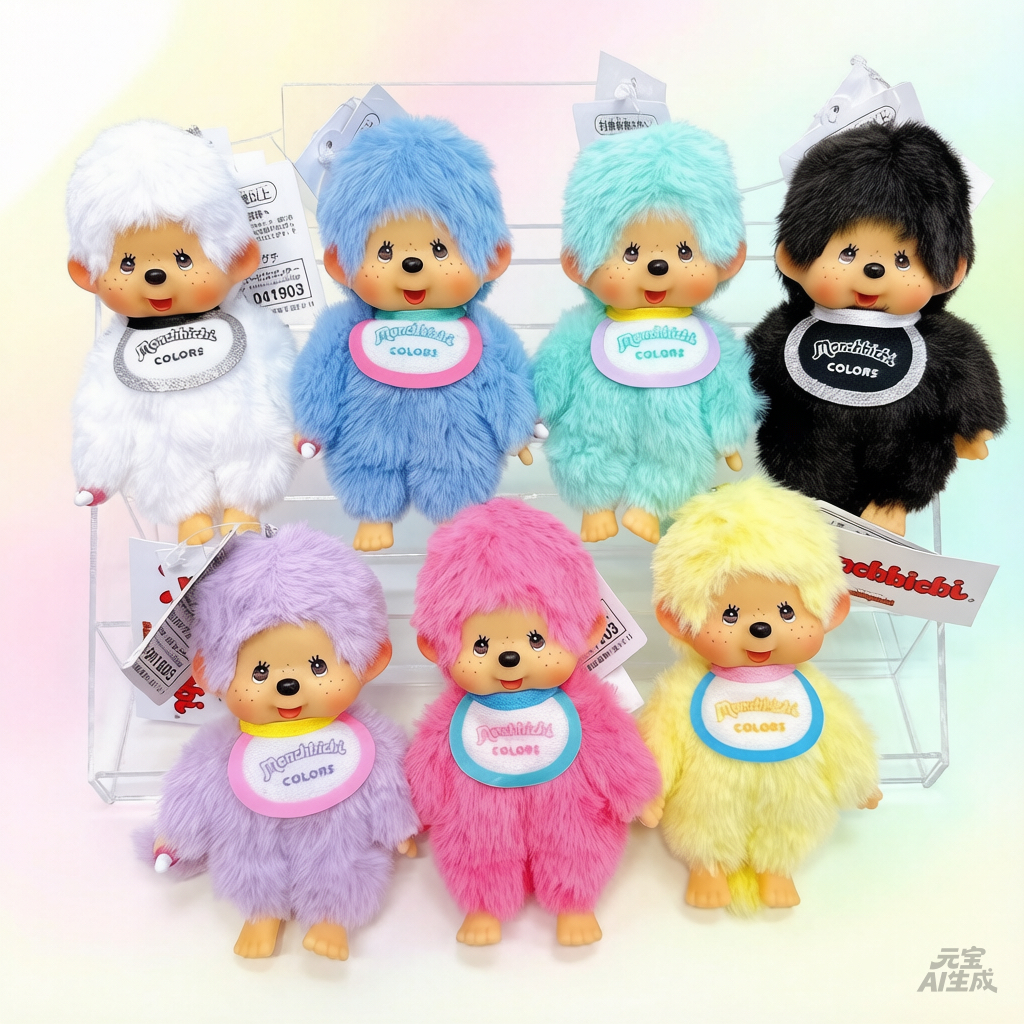 日本直送Monchhichi Colors七彩顏色公仔掛飾
