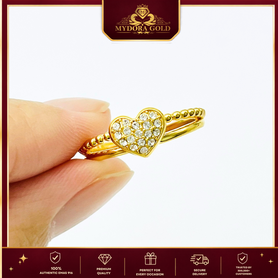 MYDORA Cincin CZ Love Minimalist (5G) l EMAS 916/22K
