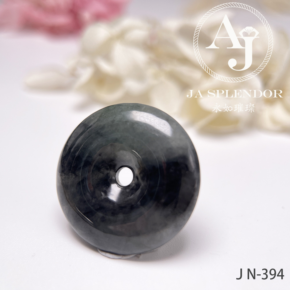 JN-387/394 天然翡翠A玉 冰烏鷄意境山水平安扣