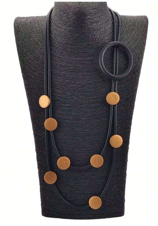 Double-Layer Rubber Retro Wooden Beaded Necklace
