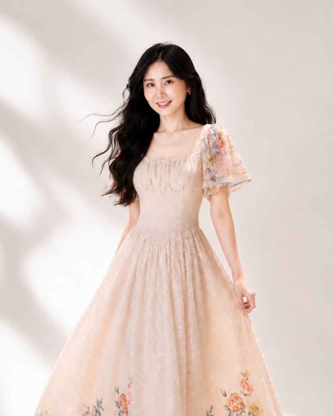 5135 Claudia Square Neck / Off-Shoulder Soft Maxi Dress