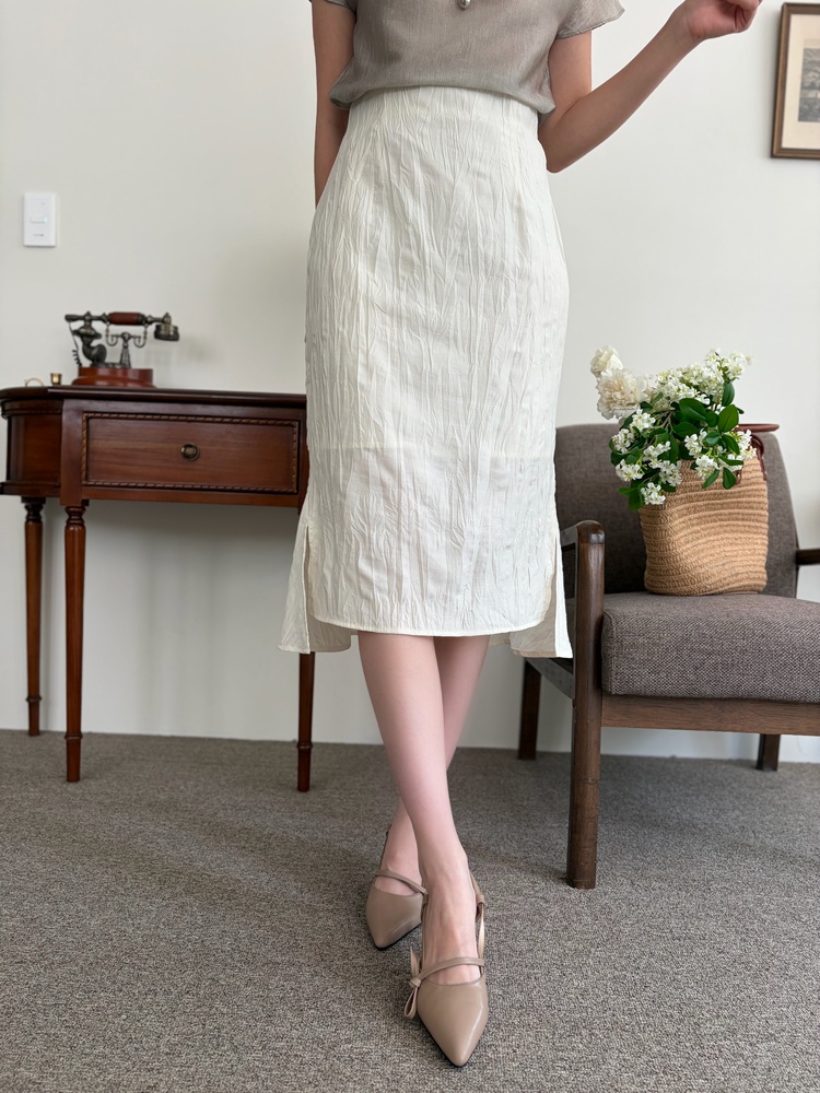 Crinkle Mermaid Skirt (Ivory)