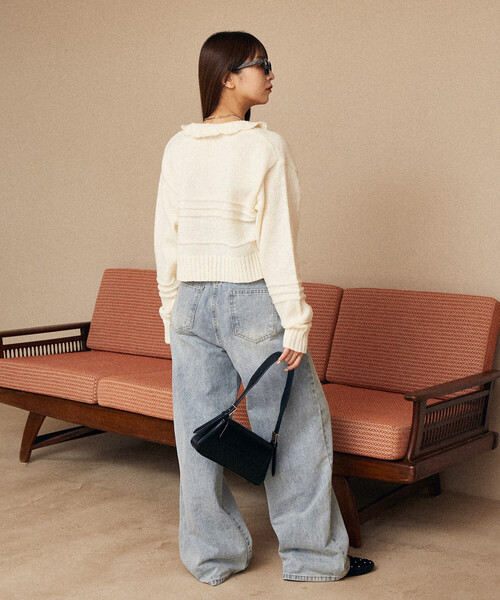 荷葉邊針織短外套