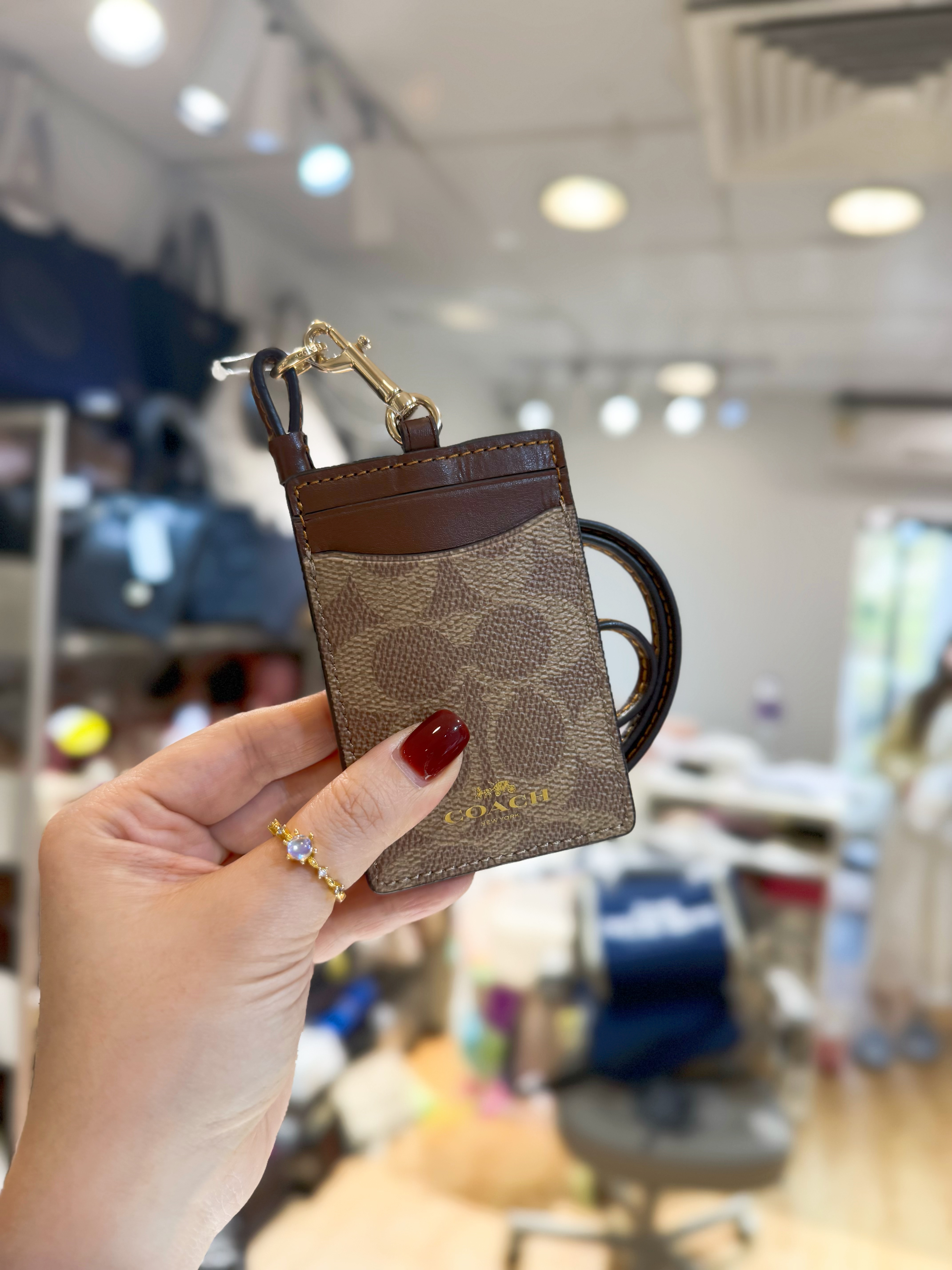 Coach lanyard card case logo/m