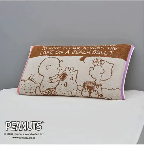 日本直送~新款Snoopy毛巾枕頭套 海灘棕色