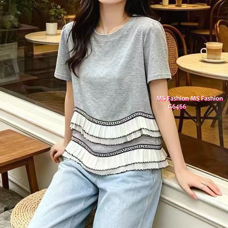 G6466 特色layer衫腳top