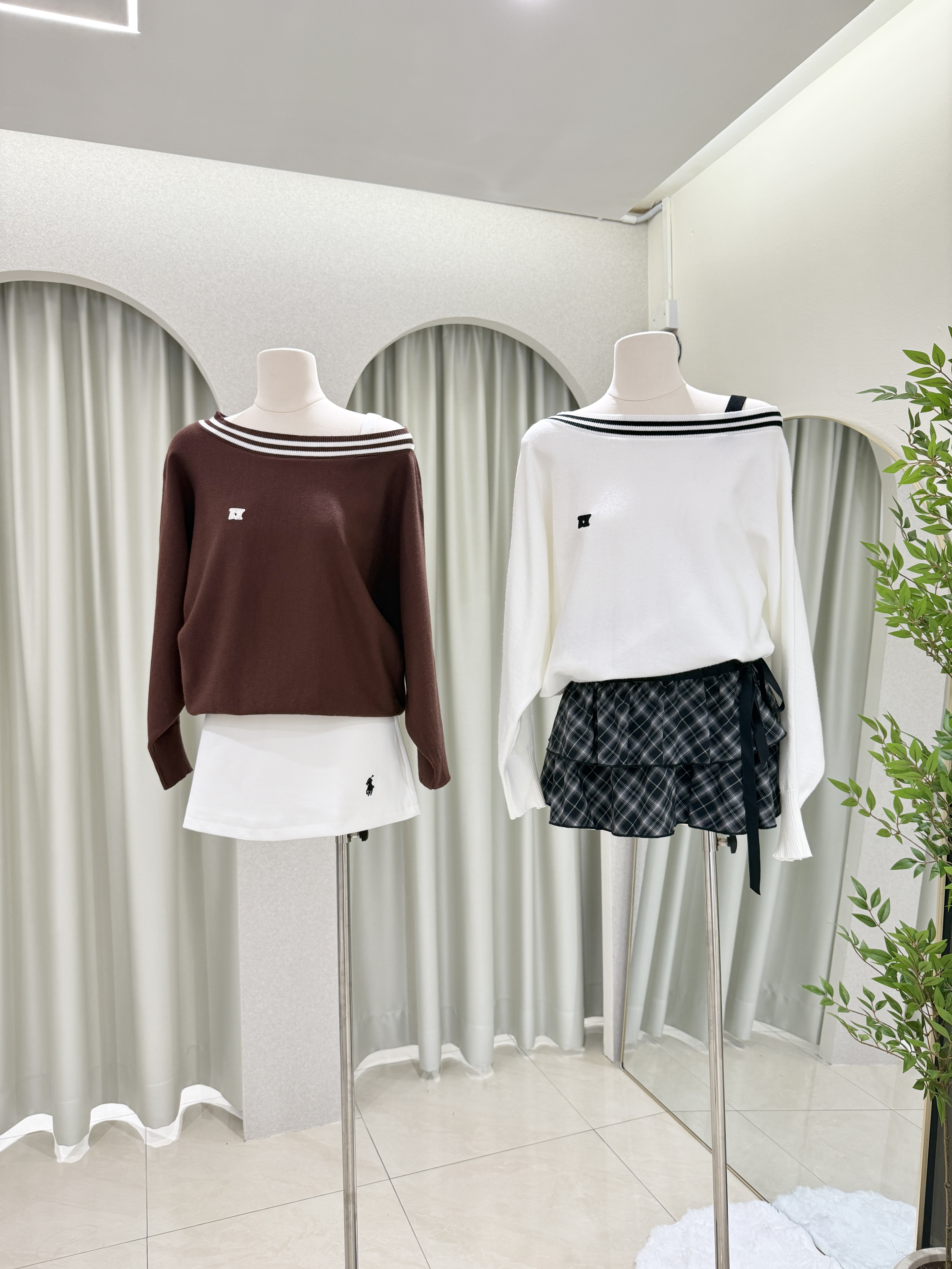 6742 韩系学院风露肩长袖