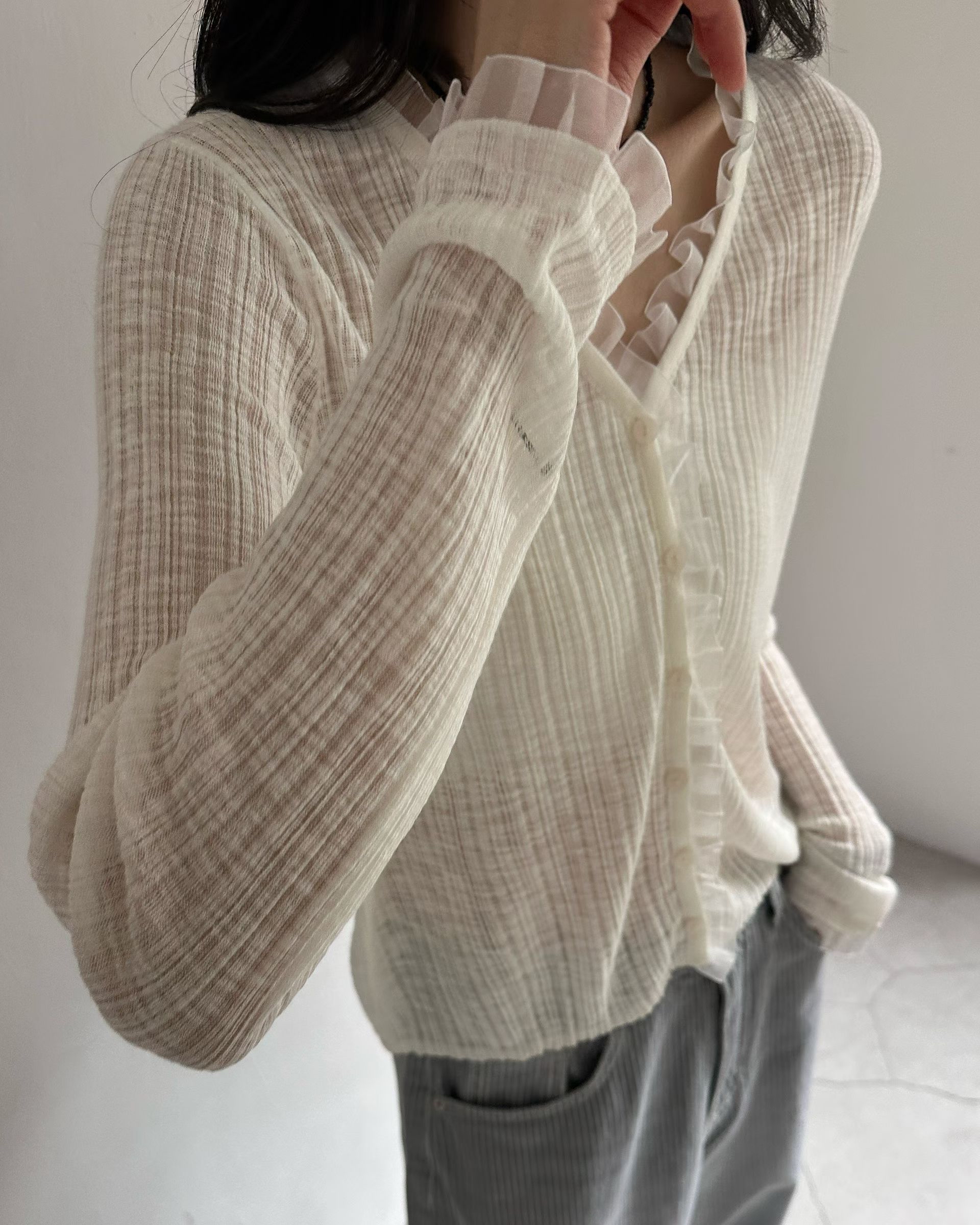 優雅荷葉邊針織Cardigan 