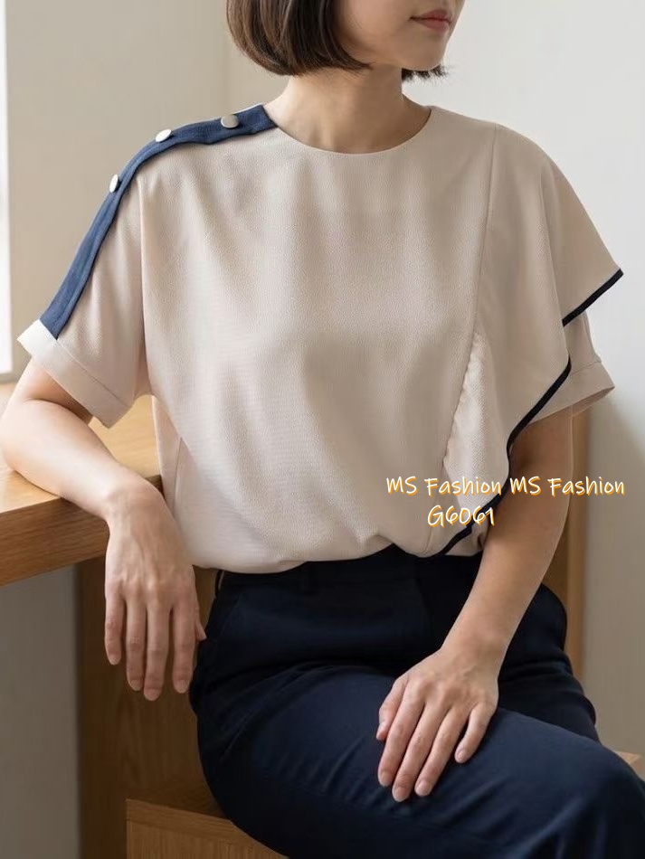 G6061 韓國🇰🇷靚料肩鈕ruffle top
