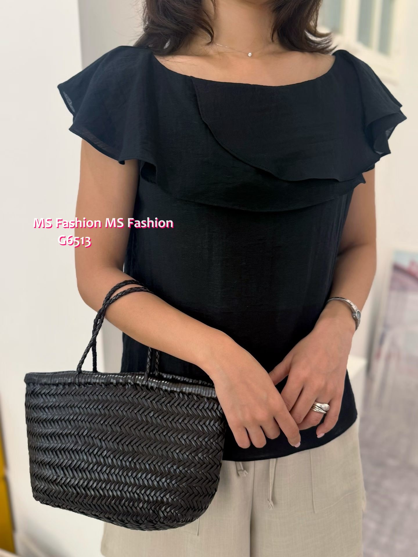 G6513 簡約ruffle top