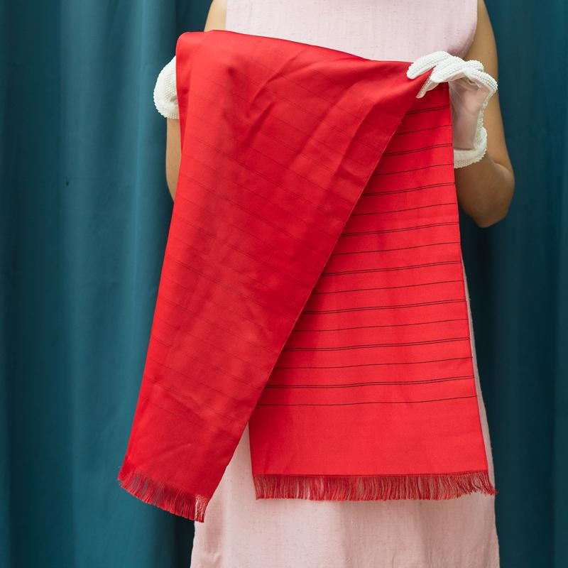 Vintage Red and Black Striped Pattern with Tassel Unisex Long Scarf/Neck Scarf/Head Scarf from Germany(NA0801)