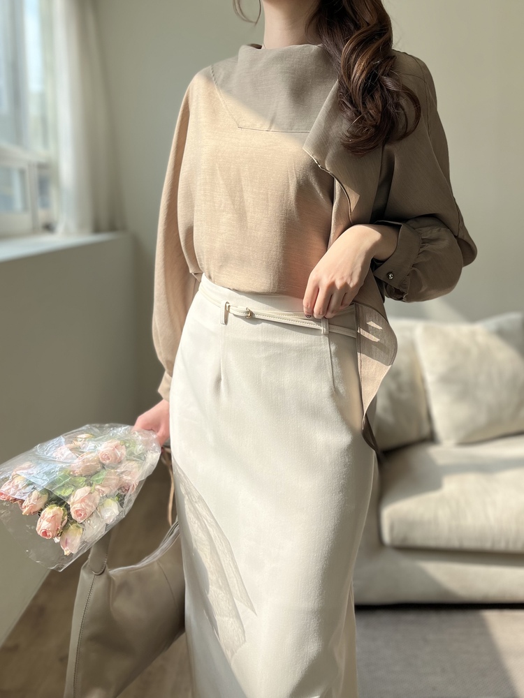 Scarf-Tie Elegance Blouse (Brown)