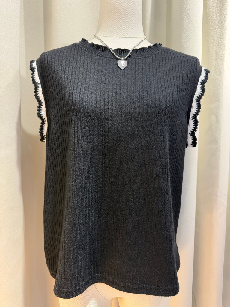 羅紋花邊袖口Top