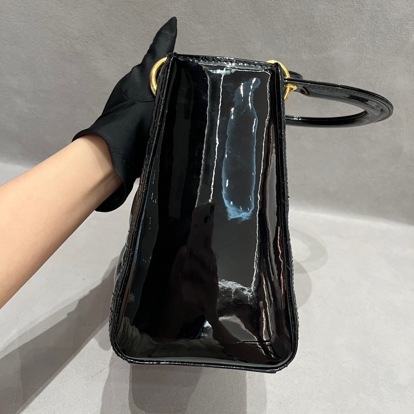 【預訂貨品】Dior Lady Dior漆皮黑金五格戴妃包