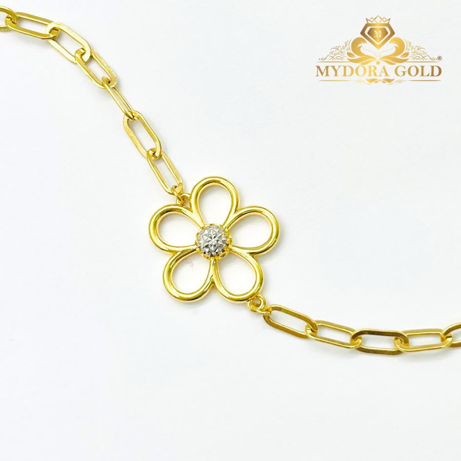 MYDORA Rantai Tangan Fesyen Paperclip + Bunga Daisy Manis l EMAS 916/22K