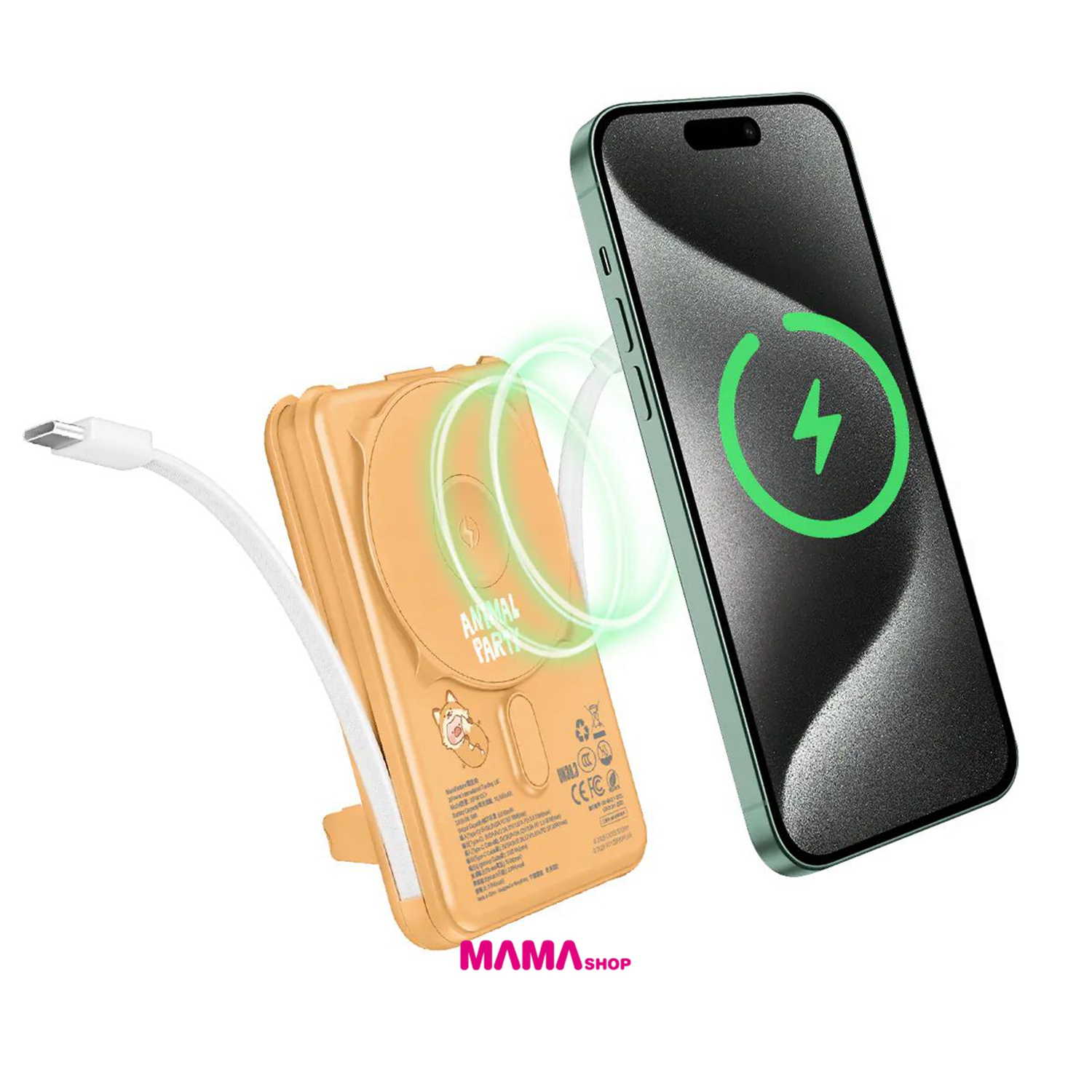 罐頭豬LuLu🐷M10C+ 6合1 10000mAh多功能迷你20W PD3.0+ 磁吸無線快充移動電源 (狐狸)