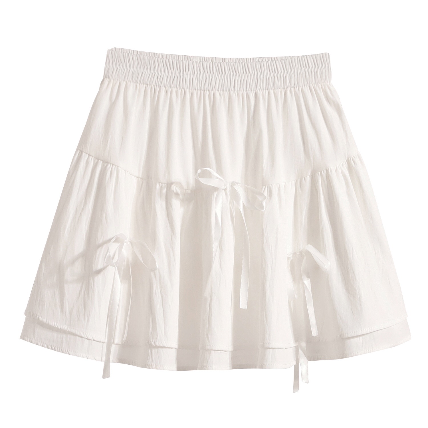 B164(5389) 法式芭蕾甜美风立体蝴蝶结拼接层层蛋糕黑白短裙