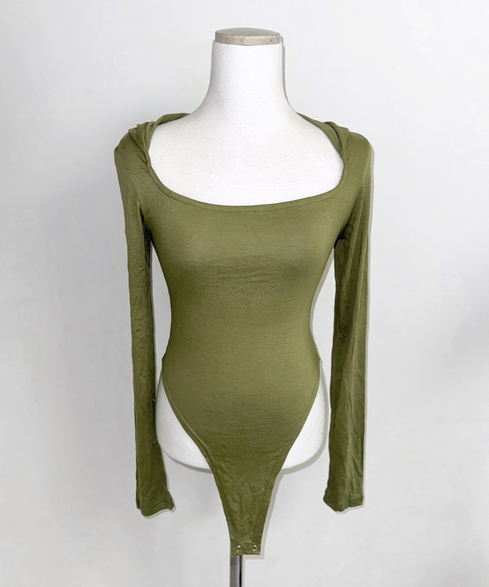 Hooded Square Neck Bodysuit