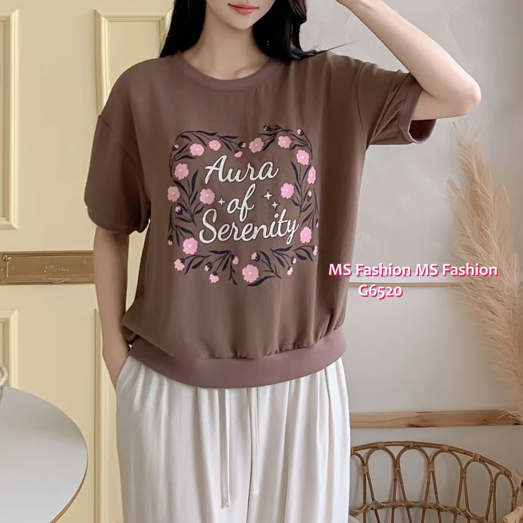 G6520 花花字母print top