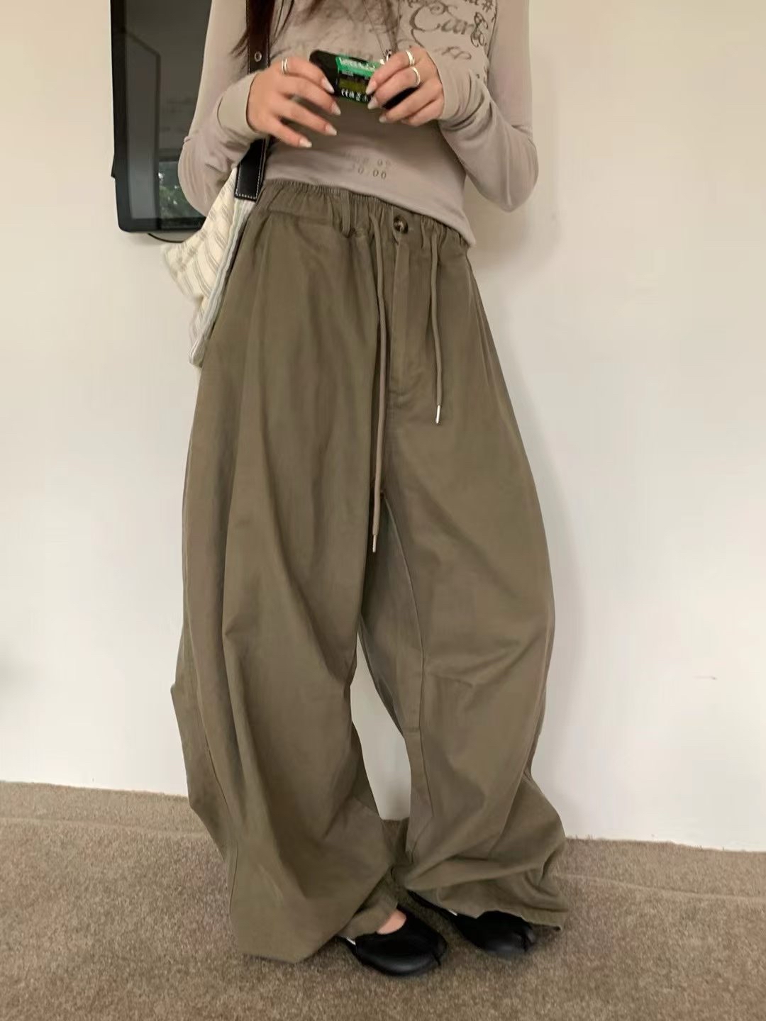 橡筋腰直筒休閒褲