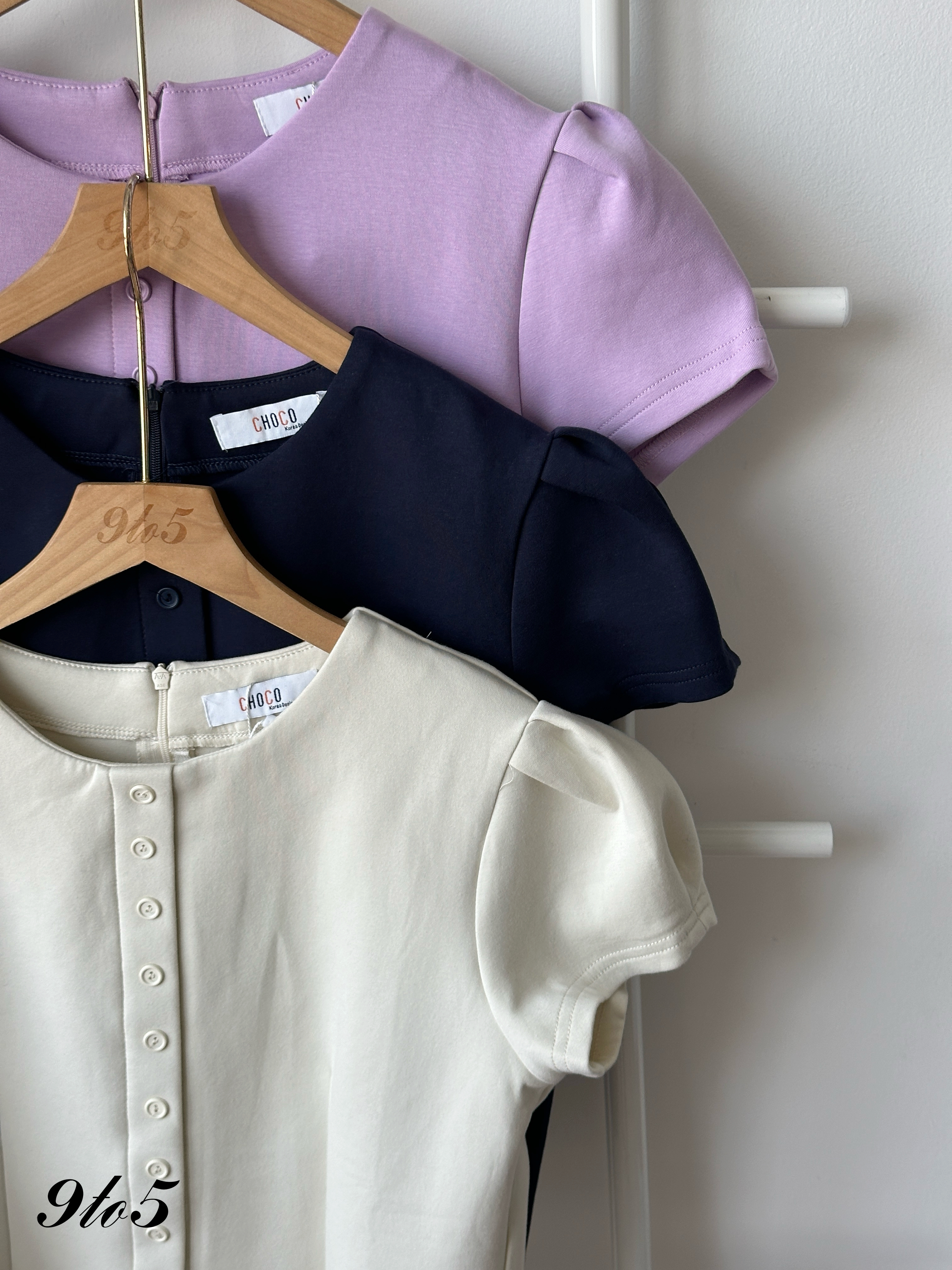 T4337 Puff Sleeve Round Neck Top - 3 Colors 