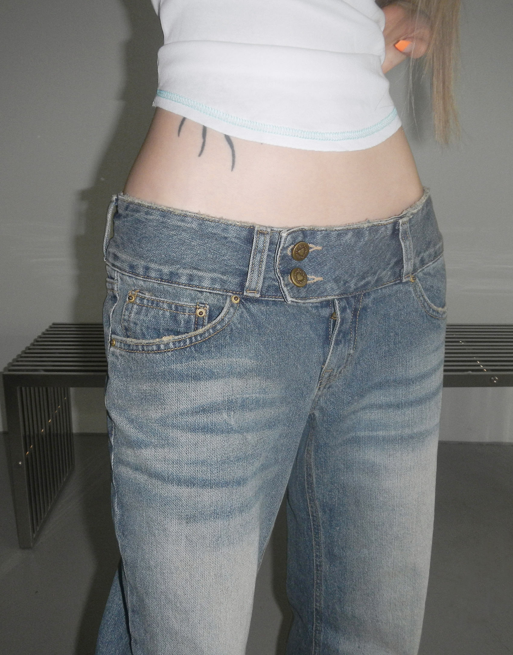 Low-Rise Double-Button Flared Jeans