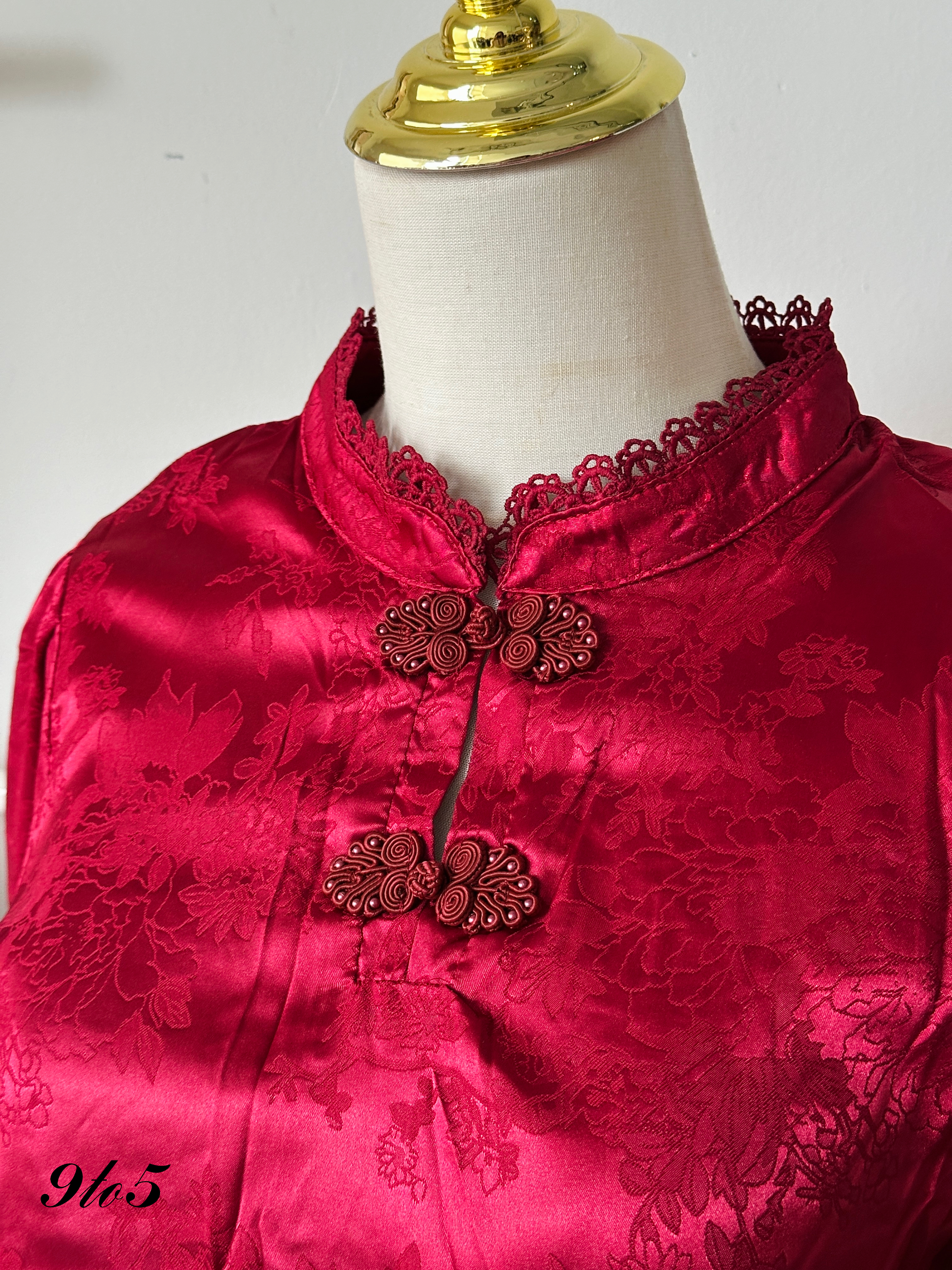 T3934 Long Sleeve Cheongsam Top - 4 Colors