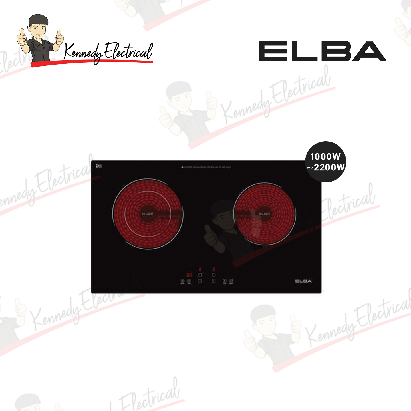 Elba 9 Power Level Dual Cooking Zones Built-In Ceramic Hob ECH-O7032ST(BK)