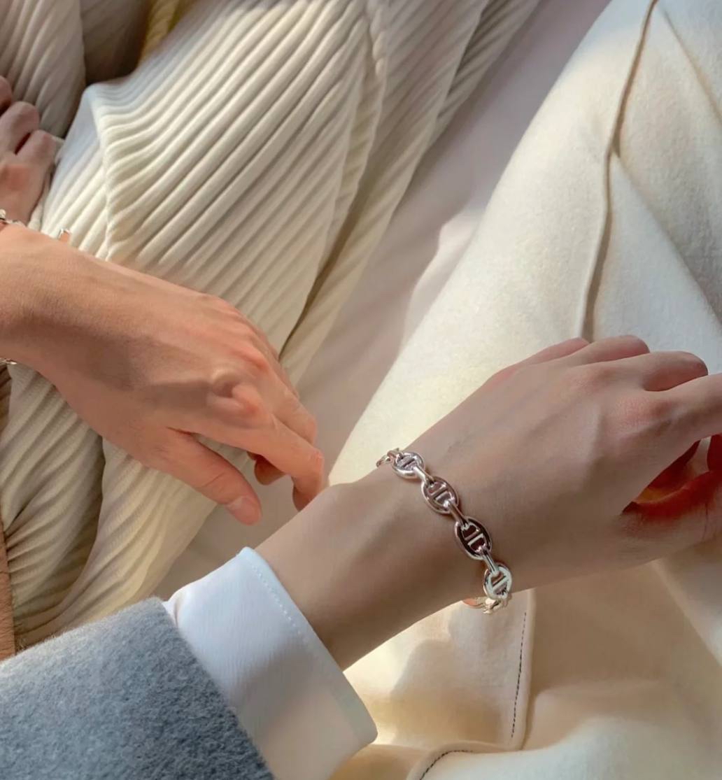 配貨價出✨Hermes 925 純銀 豬鼻手鈪