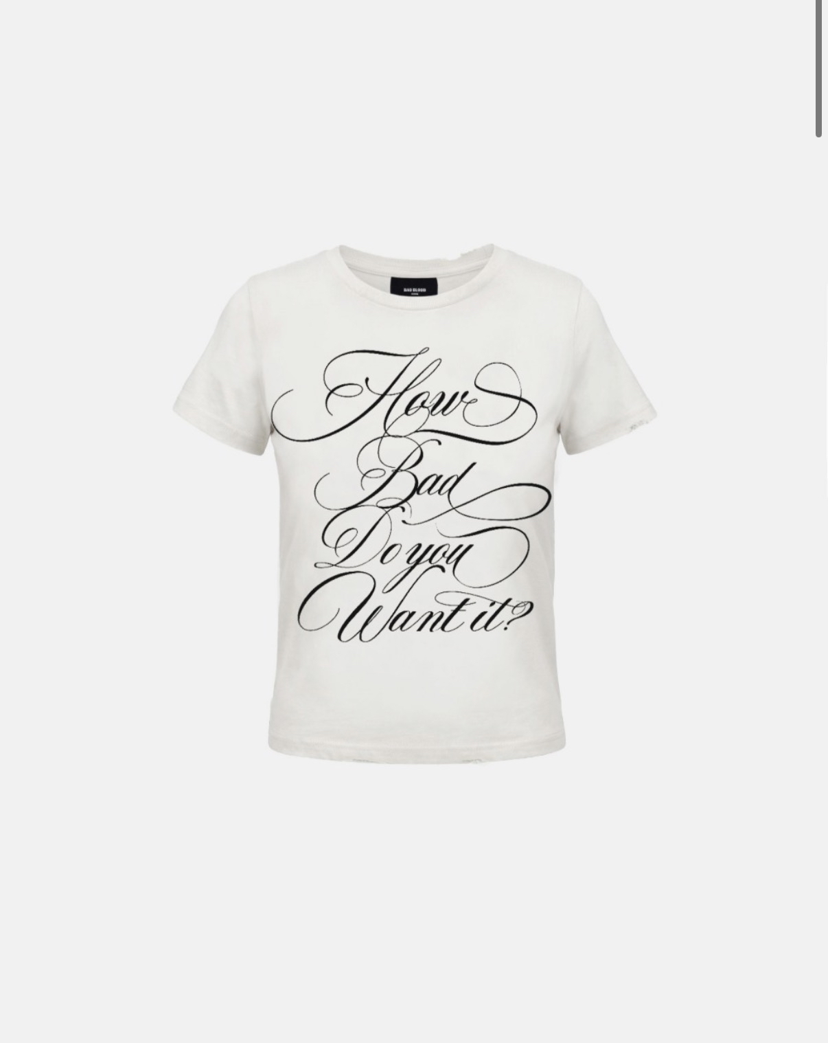 BADBLOOD [w-tee26-136] DO YOU WANT IT Script Short Sleeve T-Shirt - White$69.00