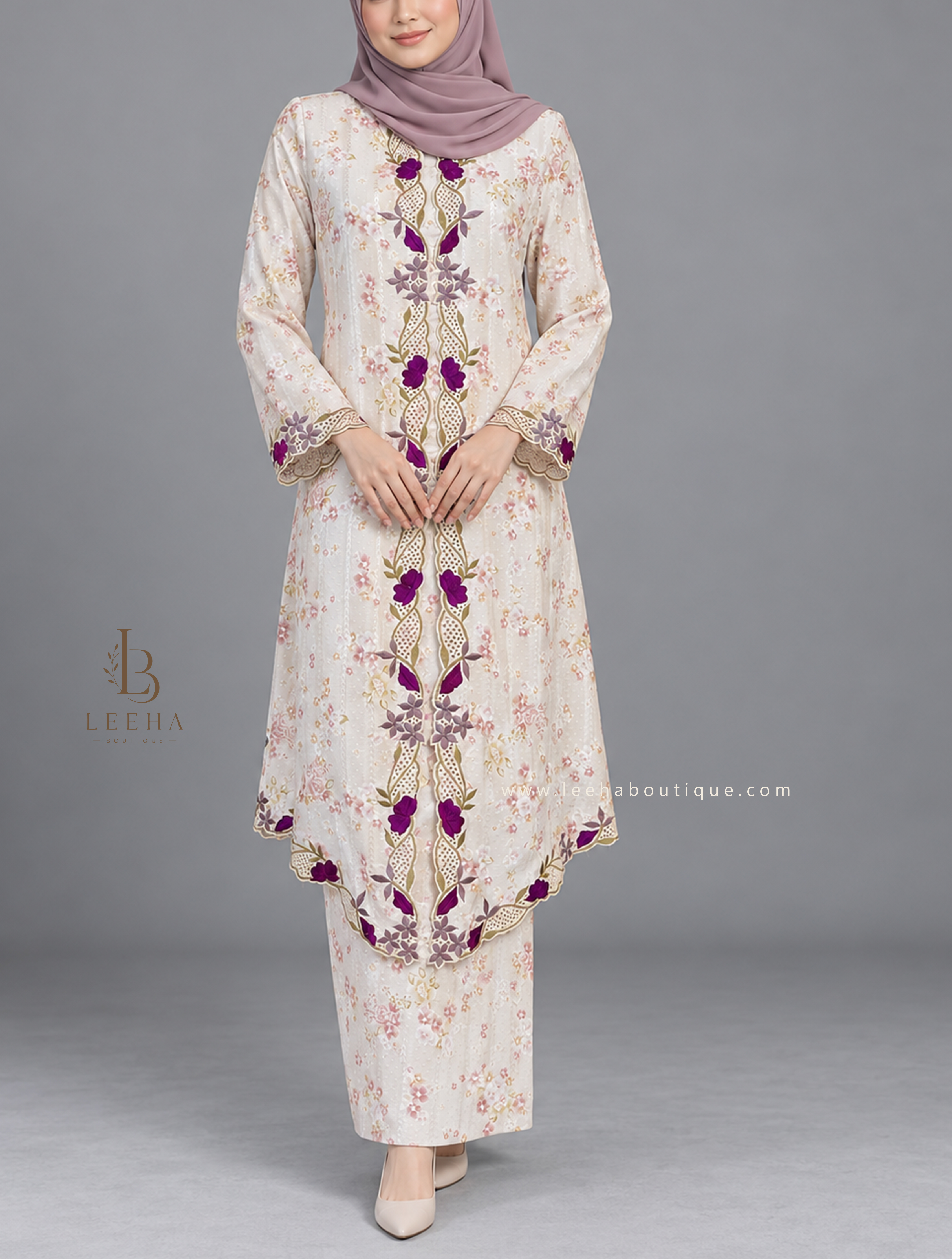 KEBAYA SERI BULAN (IVORY PURPLE)