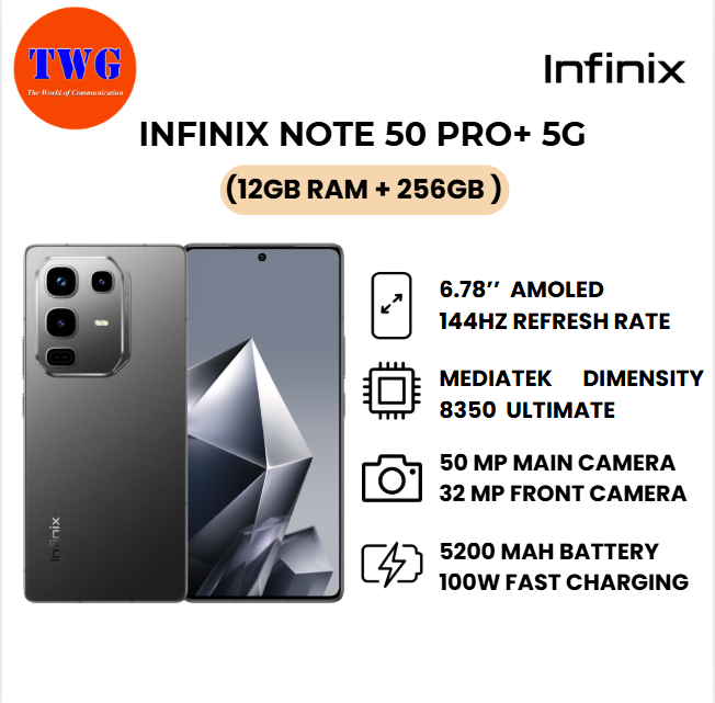 INFINIX NOTE 50 PRO+ 5G (12gb ram + 256GB ) 100% original Brand new MALAYSIA